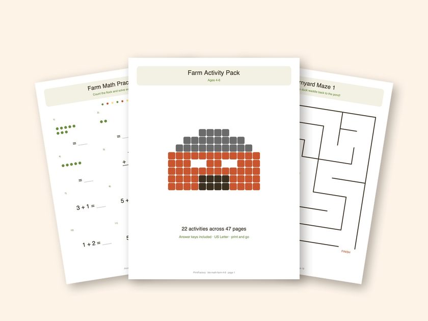 Farm Math Pack, Ages 4-6 preview
