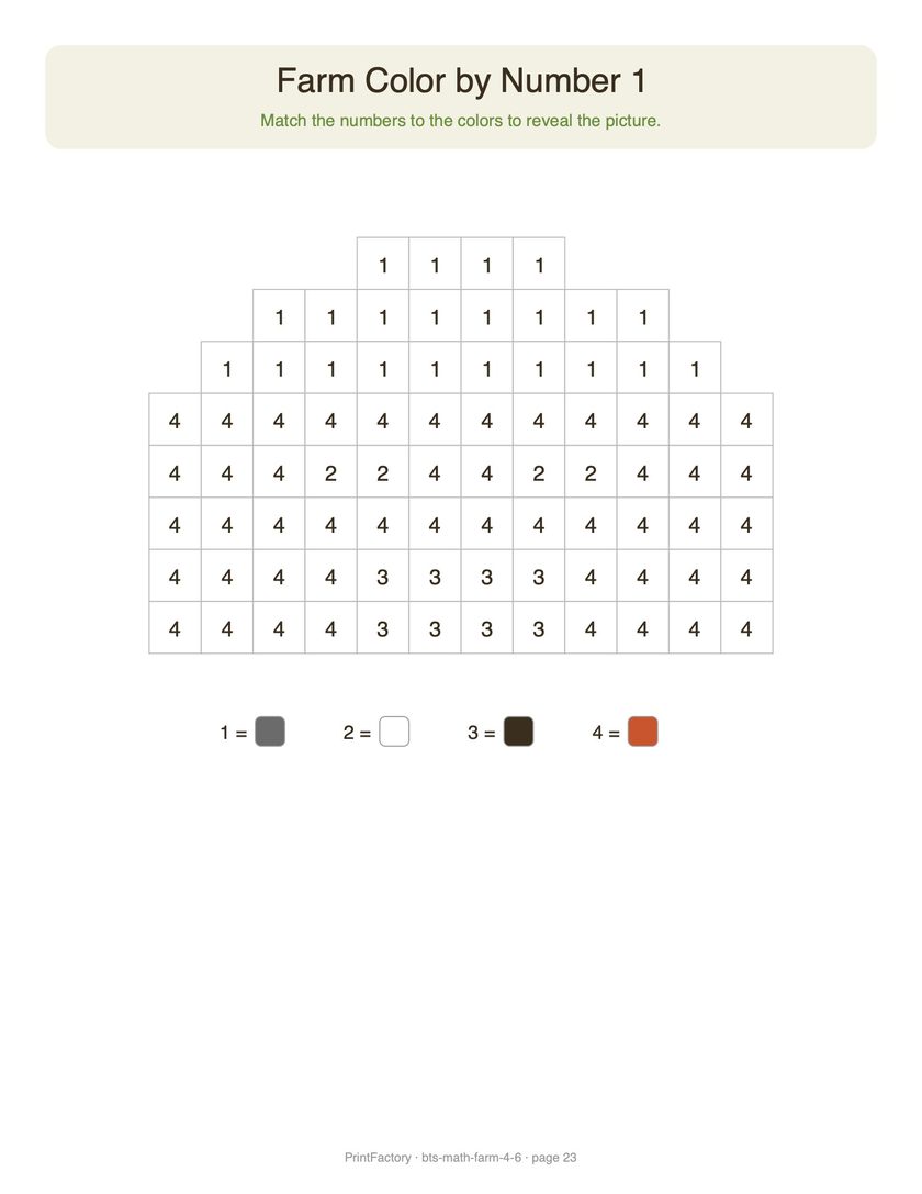 Preview page 4 from the Farm Math Pack, Ages 4-6