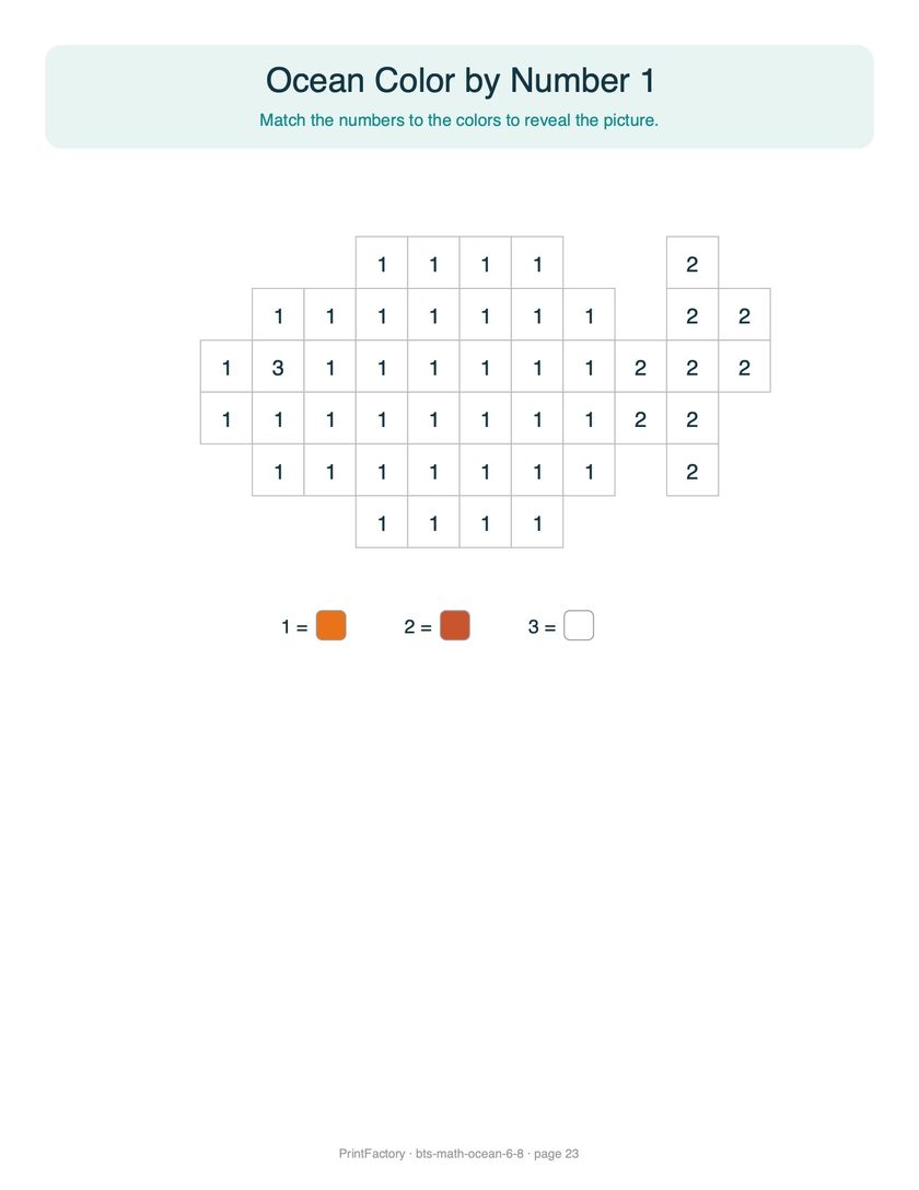 Preview page 4 from the Ocean Math Pack, Ages 6-8