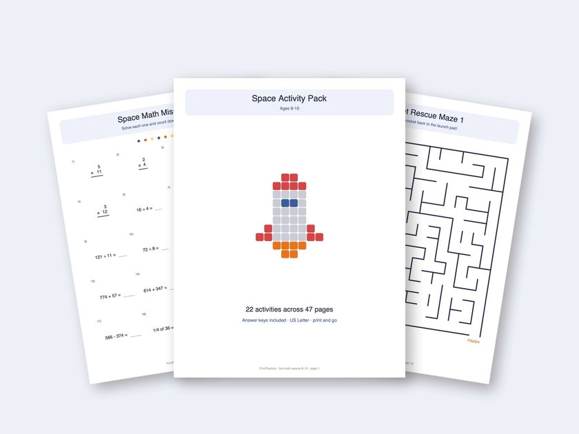 Space Math Pack, Ages 8-10 preview