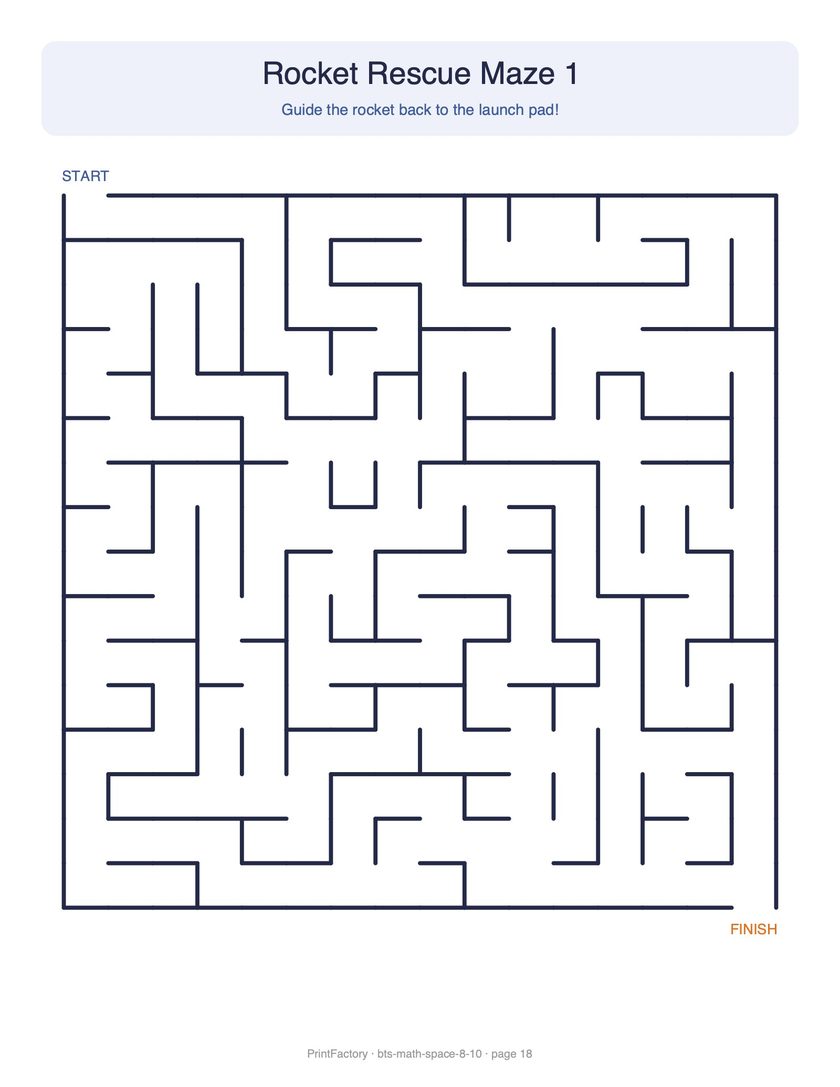 Preview page 3 from the Space Math Pack, Ages 8-10