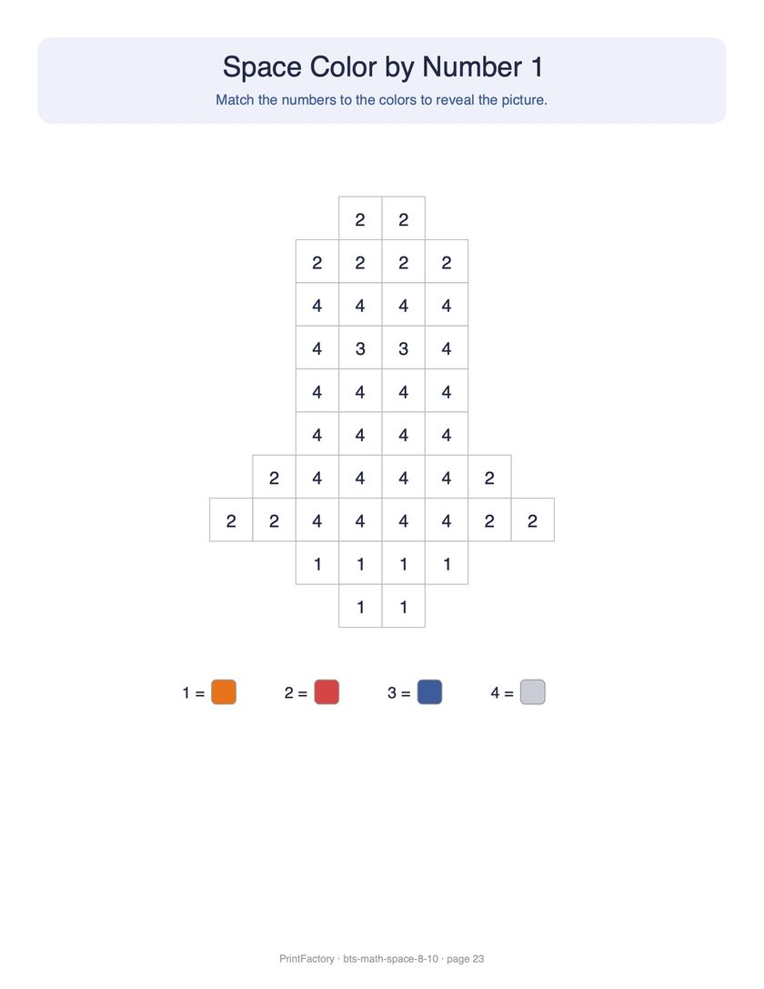 Preview page 4 from the Space Math Pack, Ages 8-10