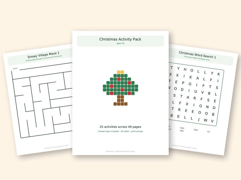 Christmas Activity Pack, Ages 4-6 preview