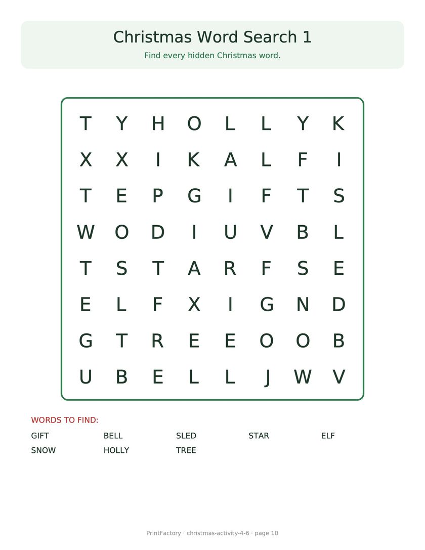 Preview page 3 from the Christmas Activity Pack, Ages 4-6