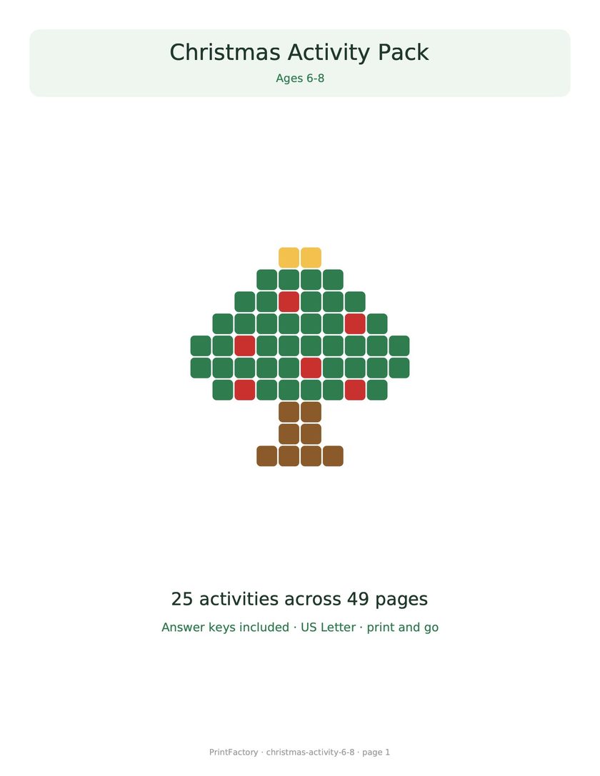 Preview page 1 from the Christmas Activity Pack, Ages 6-8