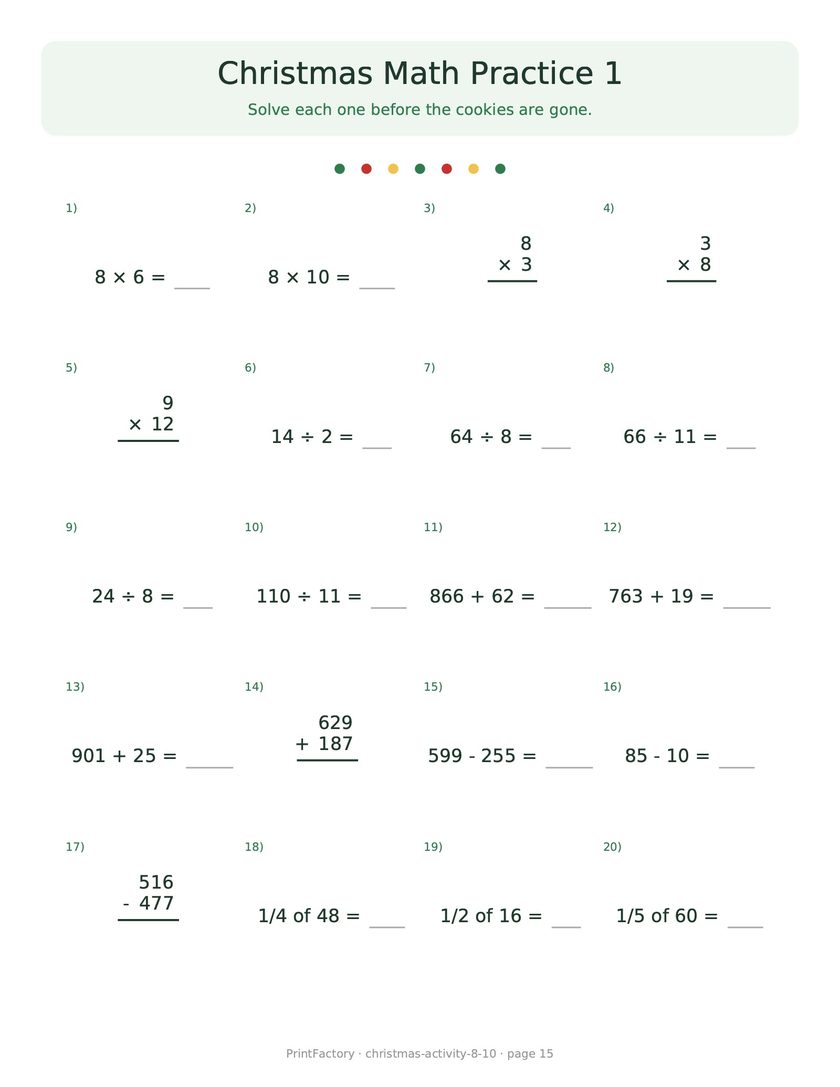 Preview page 4 from the Christmas Activity Pack, Ages 8-10