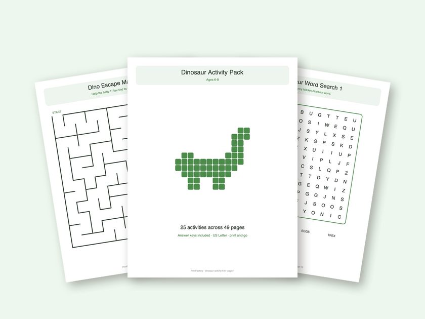 Dinosaur Activity Pack, Ages 6-8 preview