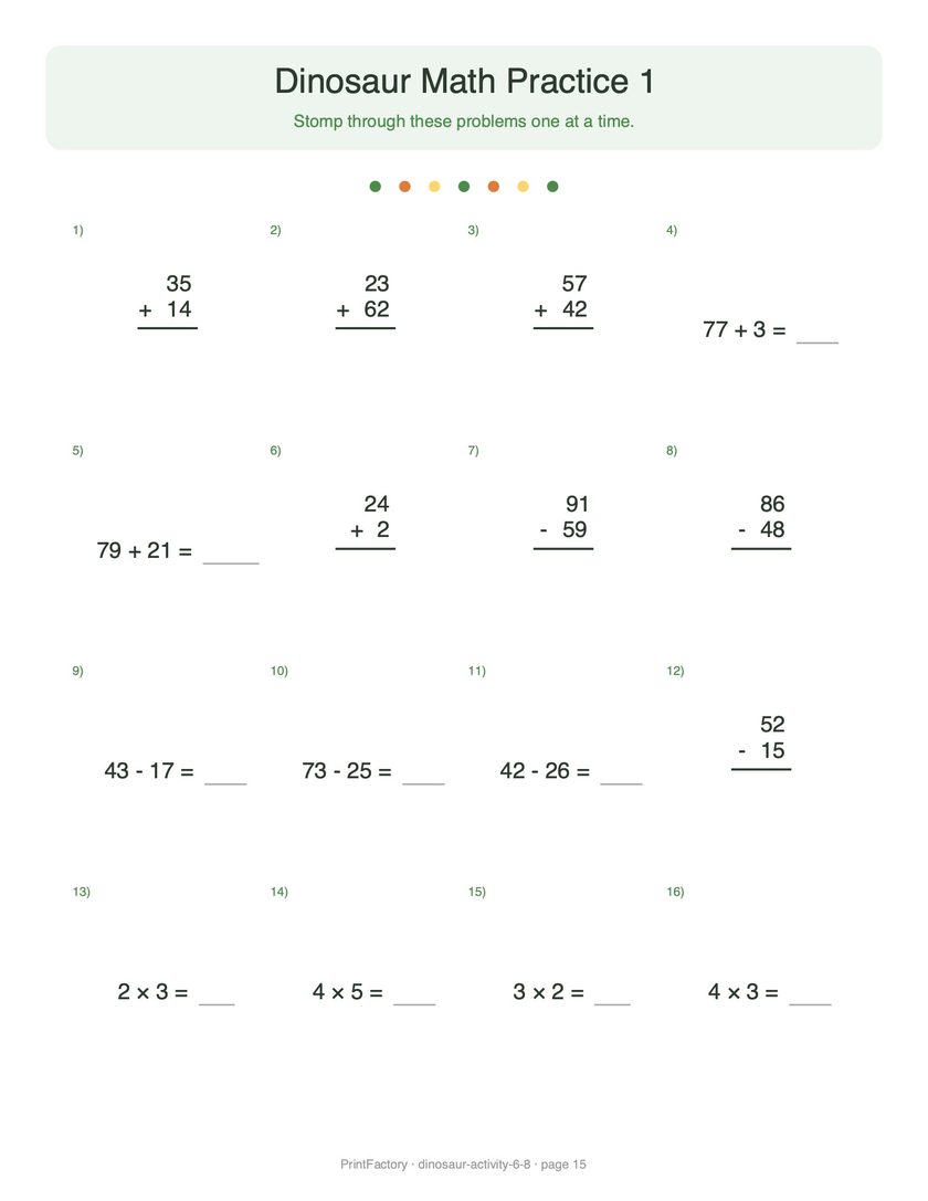 Preview page 4 from the Dinosaur Activity Pack, Ages 6-8