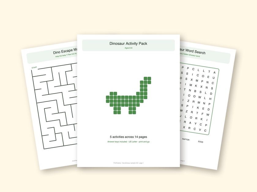Free Dinosaur Sampler, Ages 6-8 preview