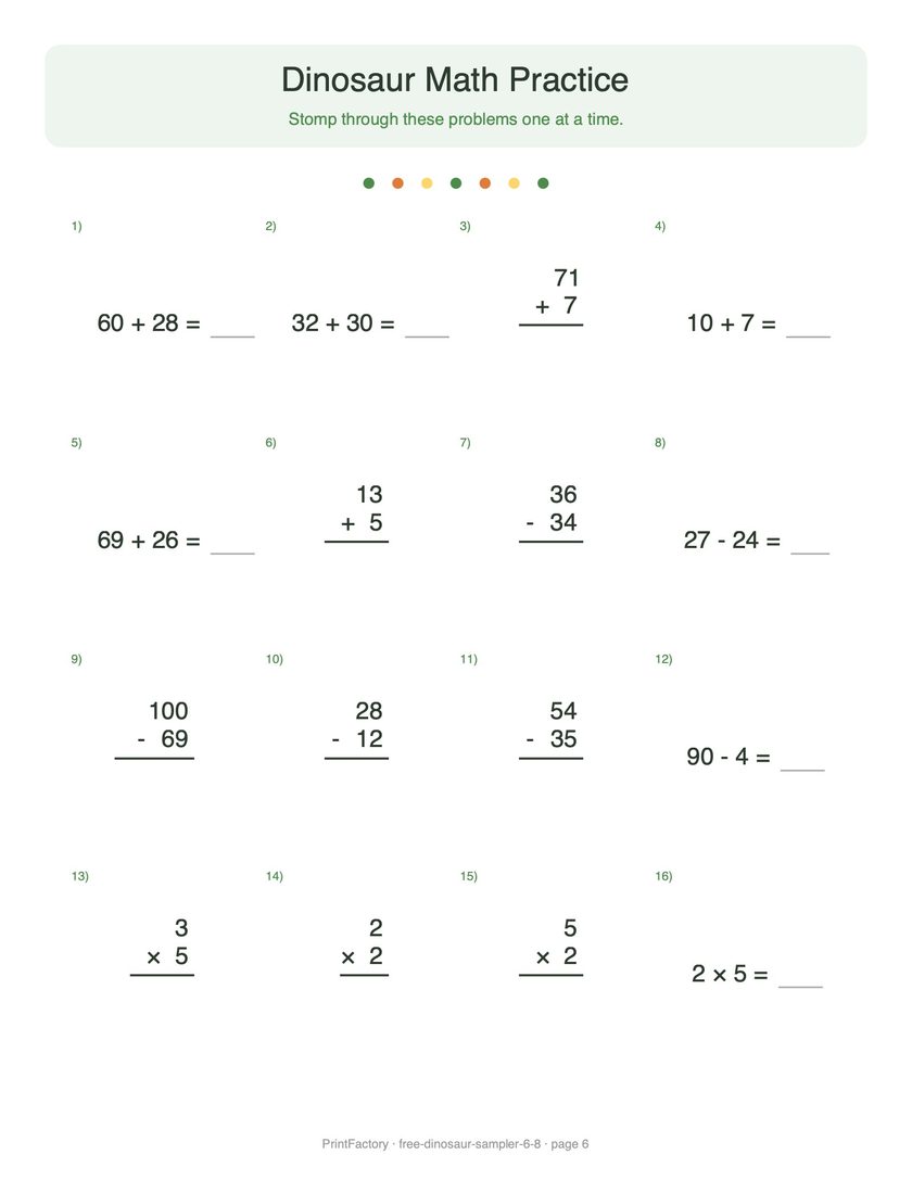 Preview page 4 from the Free Dinosaur Sampler, Ages 6-8