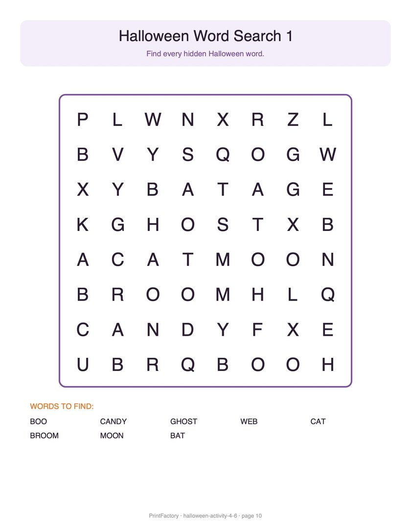 Preview page 3 from the Halloween Activity Pack, Ages 4-6