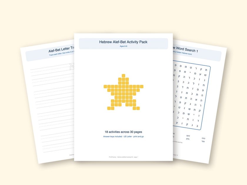 Hebrew Alef-Bet Pack, Ages 6-8 preview